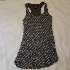 Rachael & Chloe Racerback Ruffle Tank Top Grey White Women's Small S